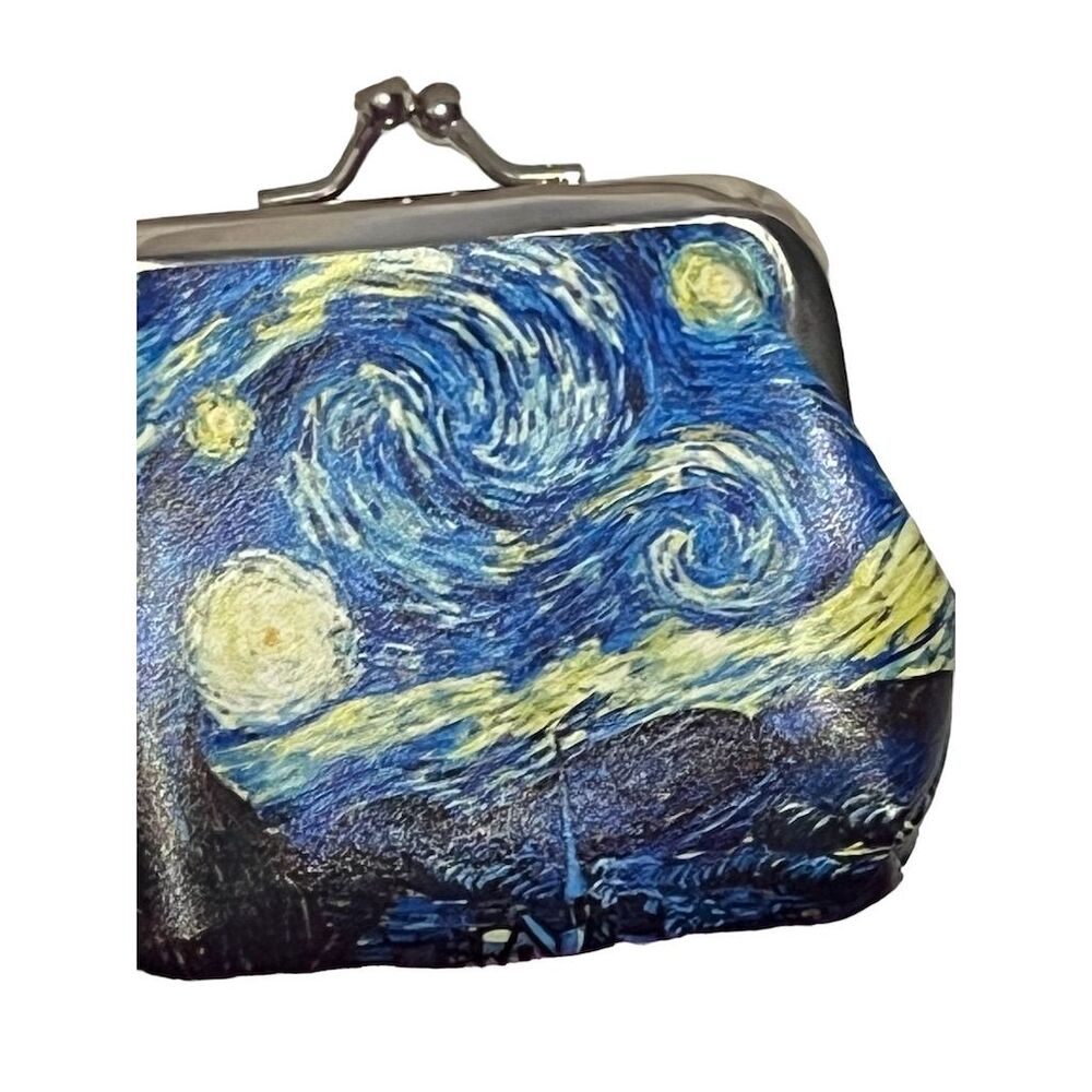 Van Gogh Starry Night Vinyl Coin Purse w/Snap Lock Unisex Multicolor - Picture 7 of 9
